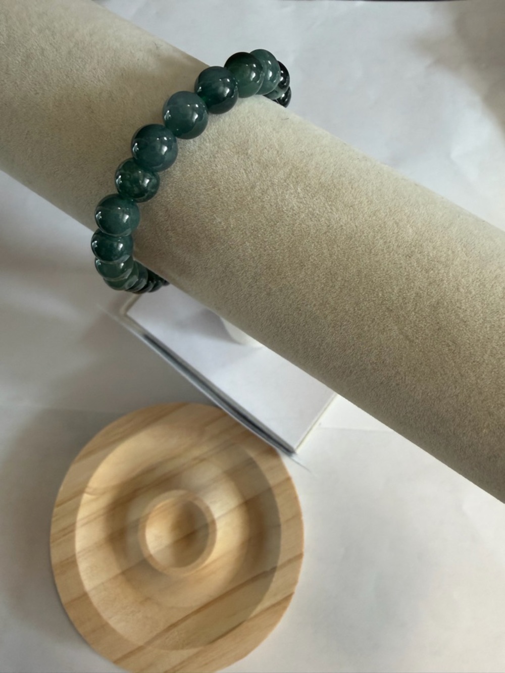 Certified Icy Dark Green Jade Bead Bracelet NWOT - Picture 3 of 10